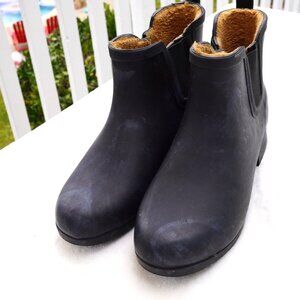 Chooka Black Rubber Chelsea Rain Boots Fleece Lined Size 10
